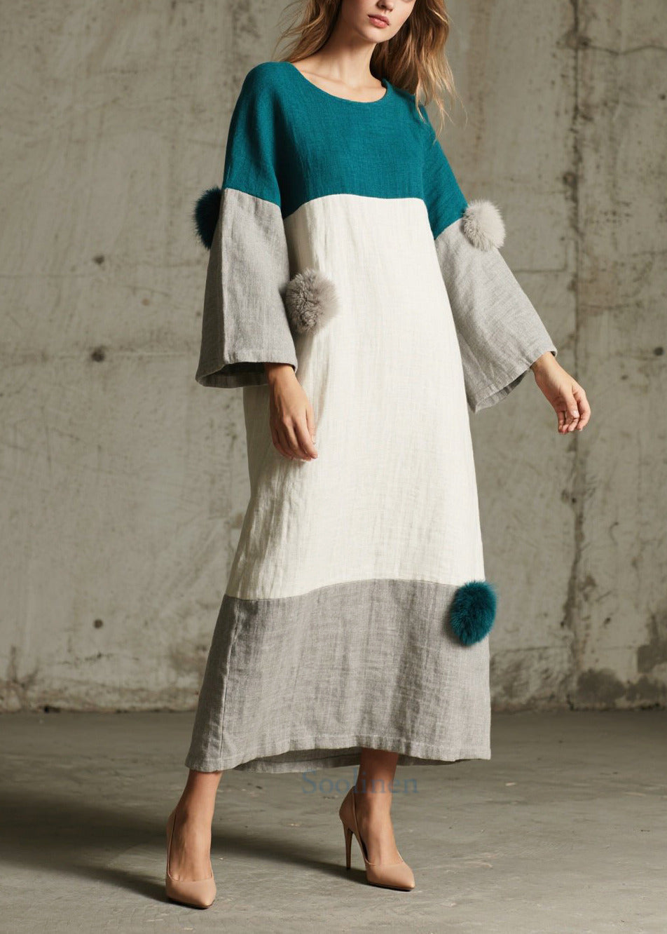 Douce Robe d'automne en patchwork coloré - EasyApparels