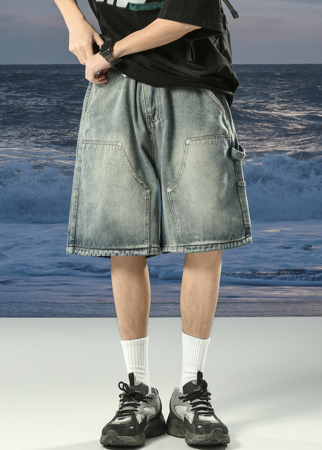 Denim Court Homme Classique avec Lacets pour Été - EasyApparels