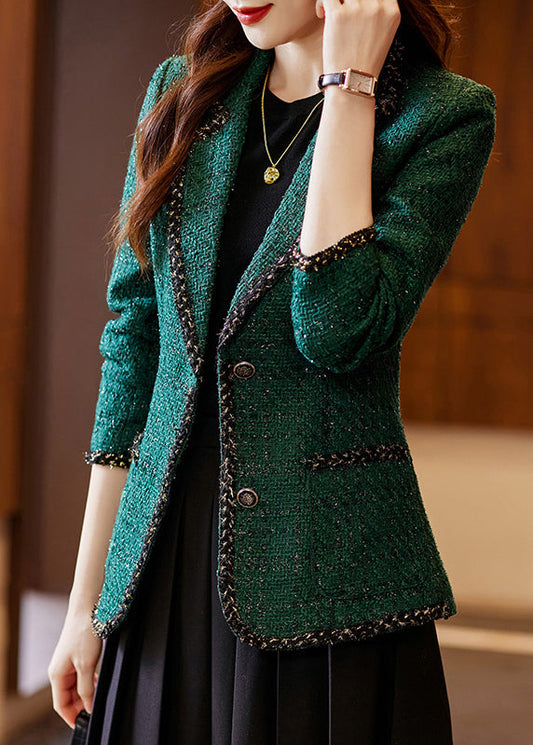Manteau patchwork vert émeraude en laine pour printemps - EasyApparels