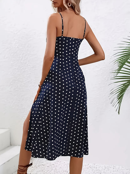 Vintea™ – Robe Fendue Mi-Longue Élégante à Dos Nu et Imprimé Vintage
