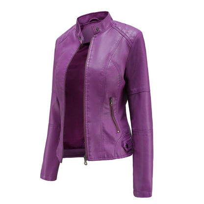 Blouson Femme Cuir Fermeture Éclair Avant