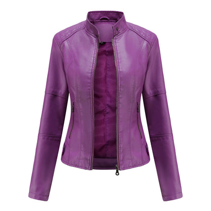 Blouson Femme Cuir Fermeture Éclair Avant