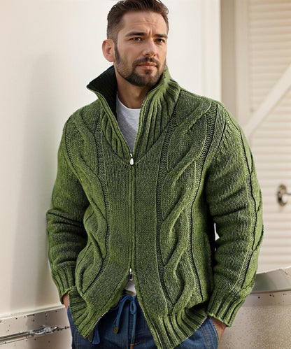 Gilet Homme Hiver Laine Épaisse Noir Vert Foncé - PanierRoyale