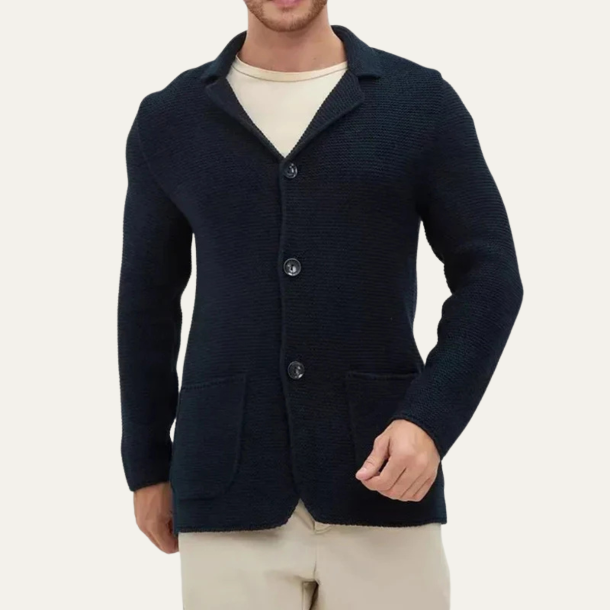 VogeLuxe | Blazer cardigan en maille texturée pour homme 0
