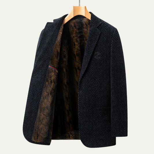 Blazer Homme Noir à Motif Diamant - PanierRoyale