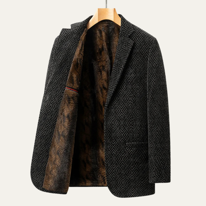 Blazer Homme Noir à Motif Diamant