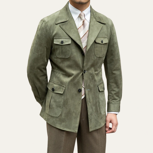 VogeLuxe | Blazer safari homme sur mesure avec poches à rabat 0