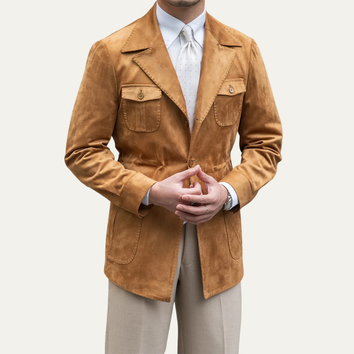 Blazer Homme Classique avec Poches et Col Chemise