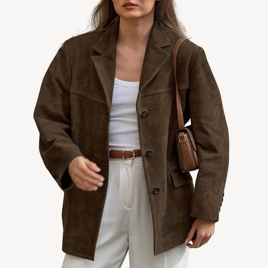 VogeLuxe | Blazer vintage décontracté en velours pour femme 0