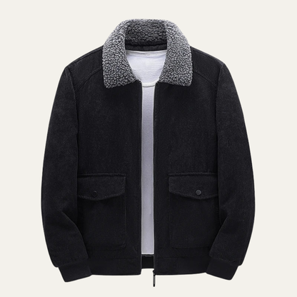 Blouson aviateur homme en cuir synthétique avec poches zippées et fermeture éclair - PanierRoyale