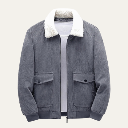 Blouson aviateur homme en cuir synthétique avec poches zippées et fermeture éclair