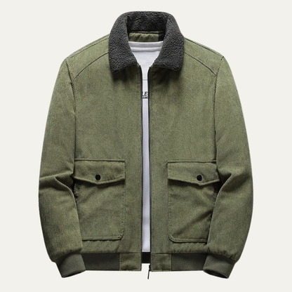 Blouson aviateur homme en cuir synthétique avec poches zippées et fermeture éclair
