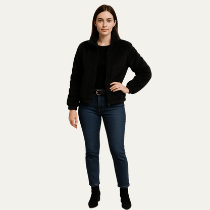 Blouson femme court en fausse fourrure doux
