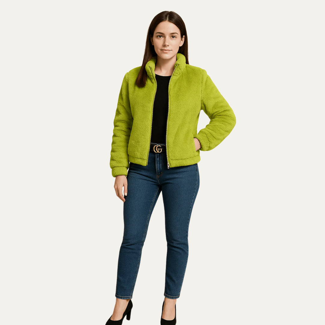 VogeLuxe | Blouson bomber court en peluche pour femme 3