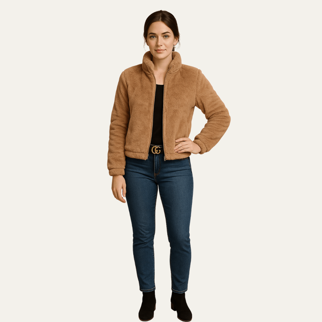 VogeLuxe | Blouson bomber court en peluche pour femme 5