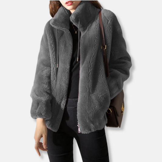 Blouson femme en douce peluche avec fermeture éclair - PanierRoyale