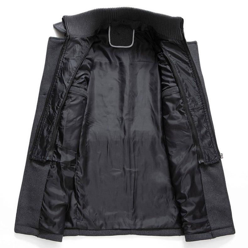VogeLuxe | Caban court pour homme en laine mélangée avec fermeture éclair intérieure 8
