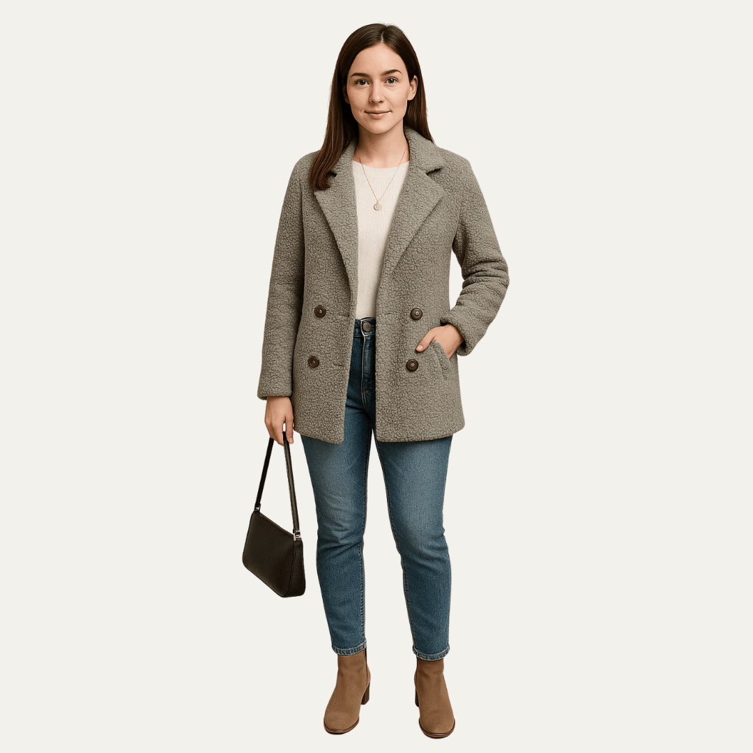 Caban femme épais et doux à fermeture croisée