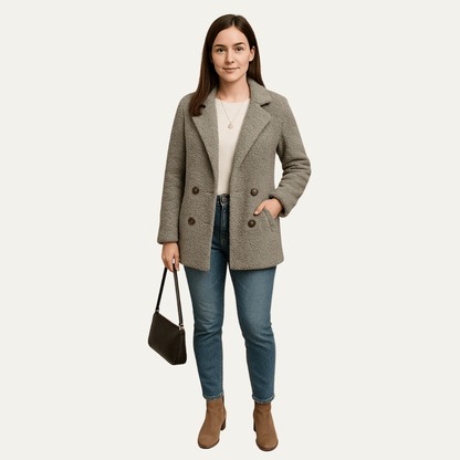 Caban femme épais et doux à fermeture croisée