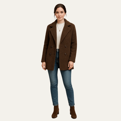 VogeLuxe | Caban texturé croisé pour femme 2