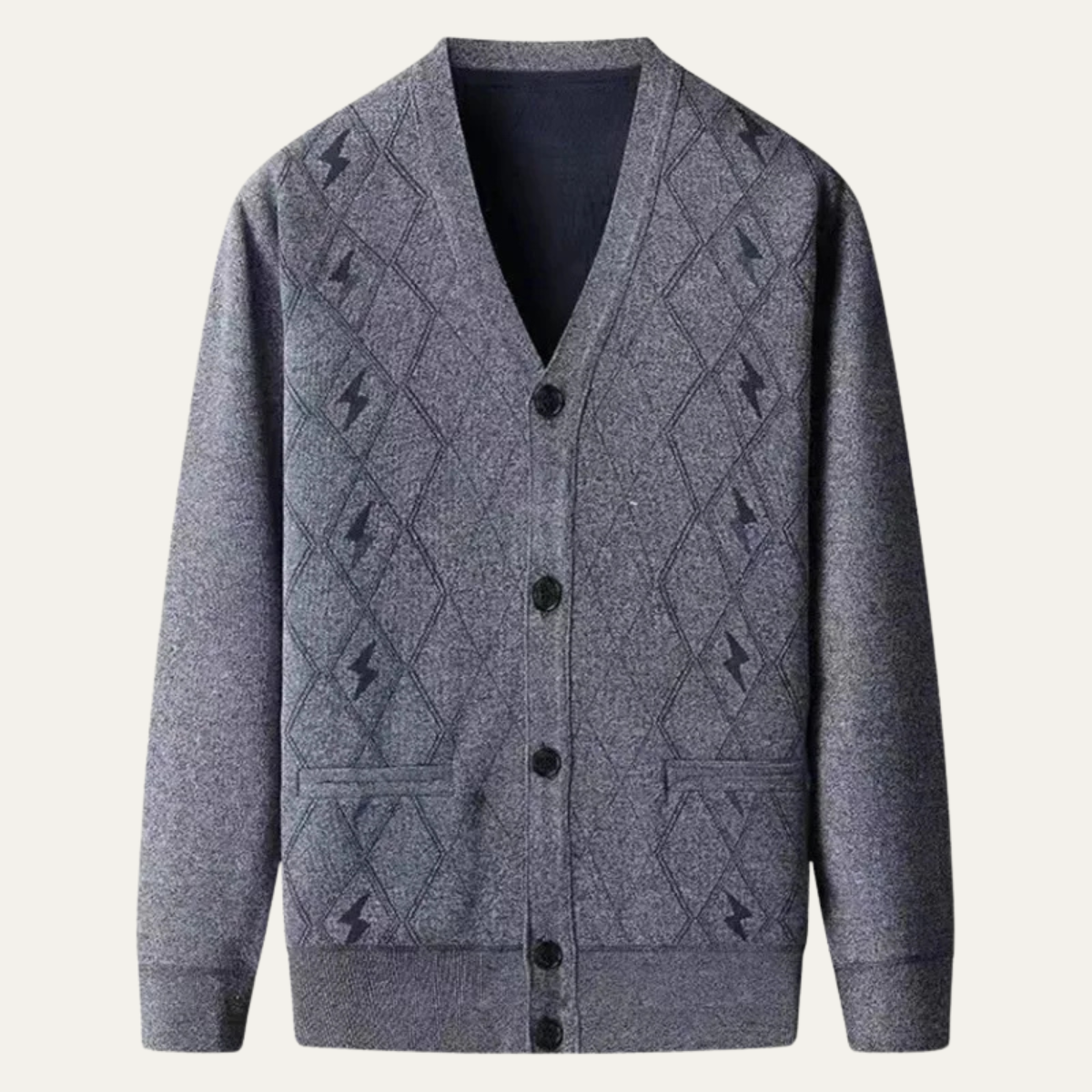 VogeLuxe | Cardigan homme à carreaux ton sur ton et col en V 3