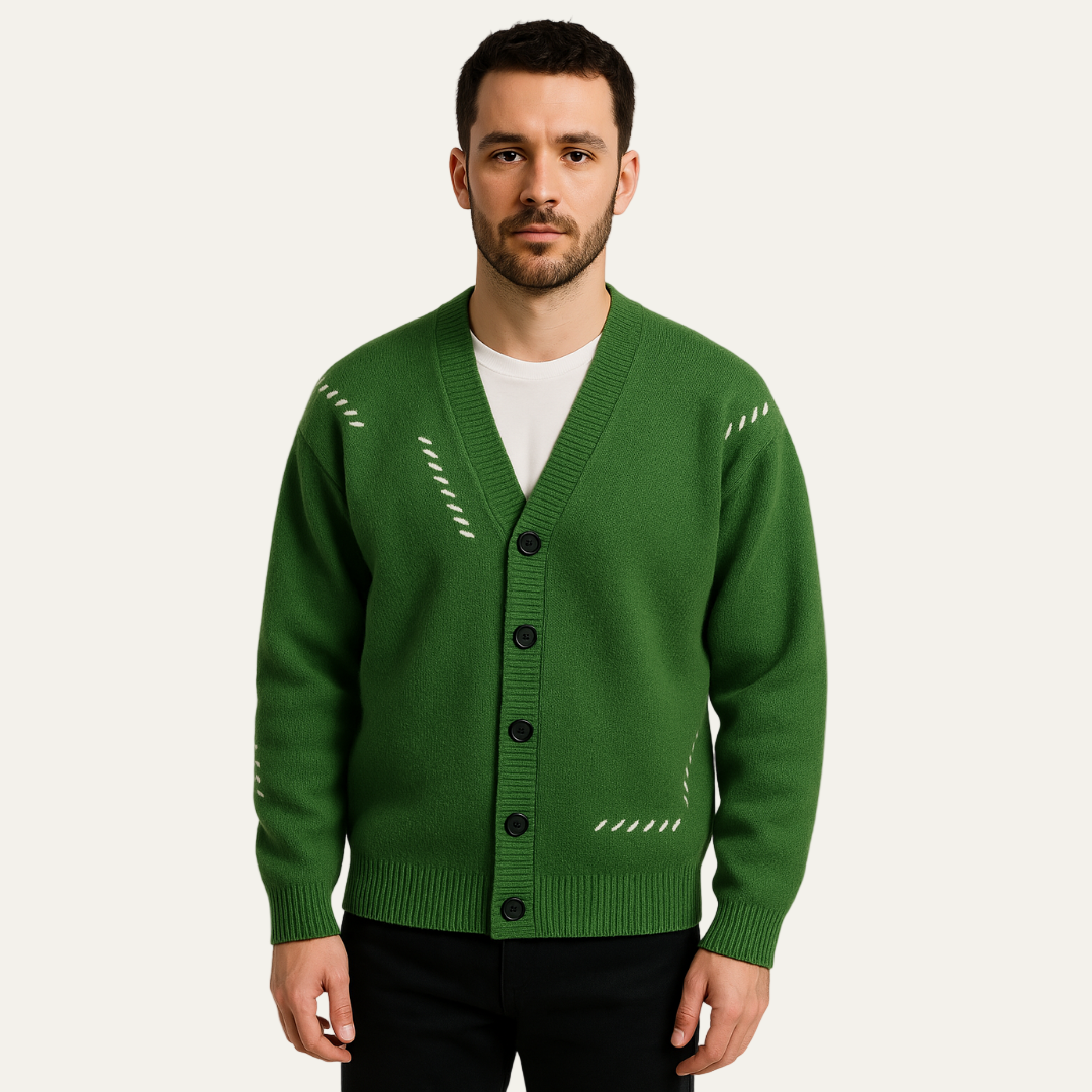 VogeLuxe | Cardigan minimaliste à col en V pour homme 0
