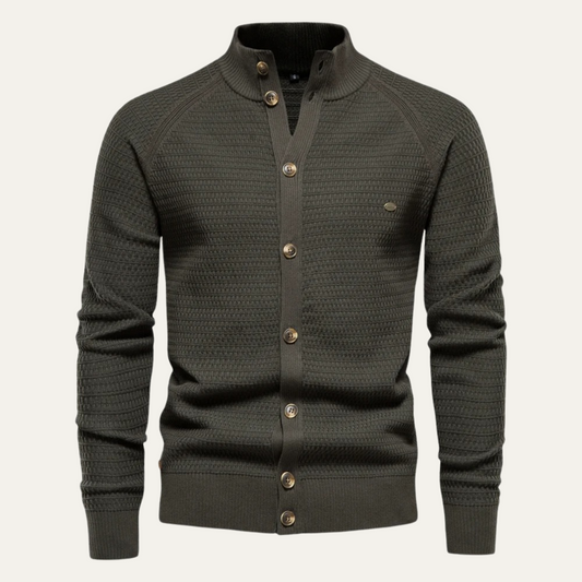 VogeLuxe | Cardigan texturé à col montant pour homme 0