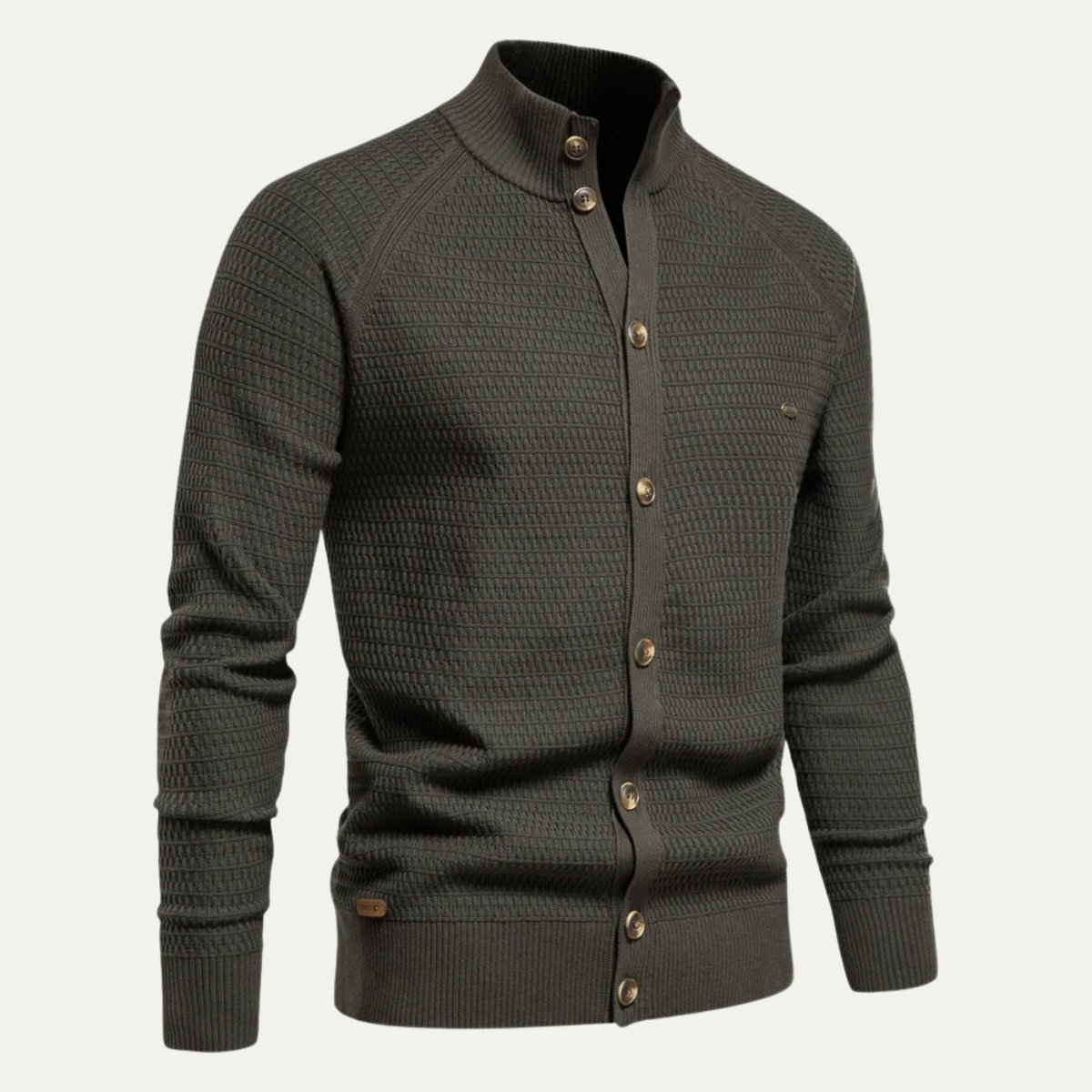 VogeLuxe | Cardigan texturé à col montant pour homme 2