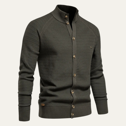 VogeLuxe | Cardigan texturé à col montant pour homme 2