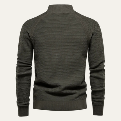 VogeLuxe | Cardigan texturé à col montant pour homme 3