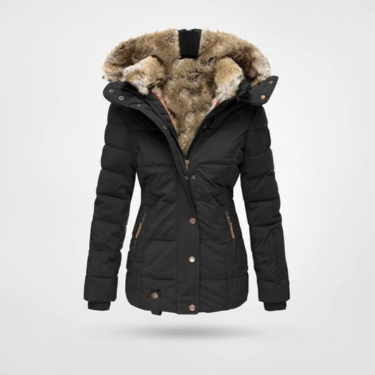 Parka femme à capuche fausse fourrure douce et chaude - PanierRoyale