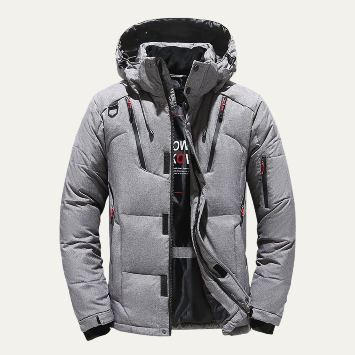 Blouson Homme Hiver avec Capuche et Poches Zippées