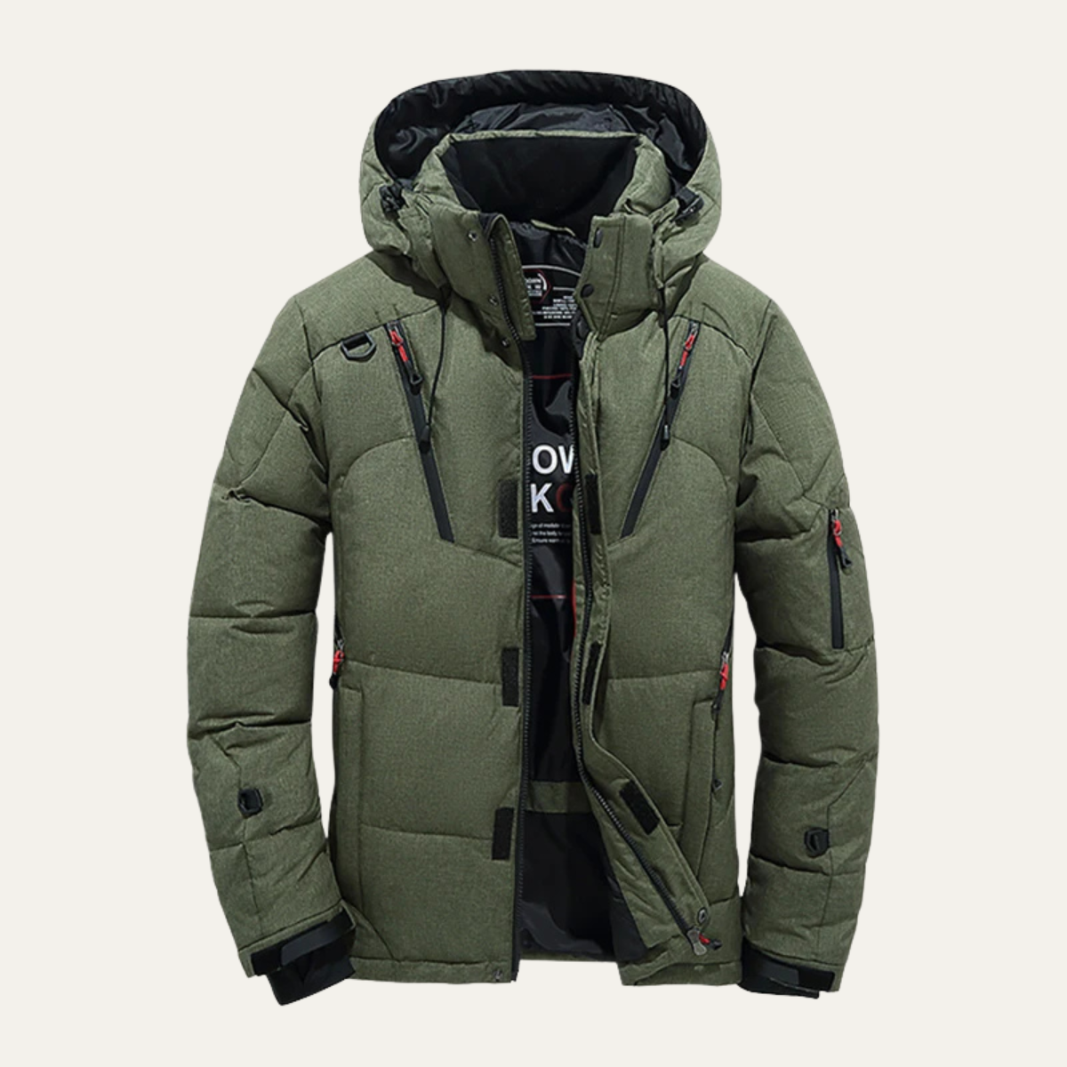 Blouson Homme Hiver avec Capuche et Poches Zippées