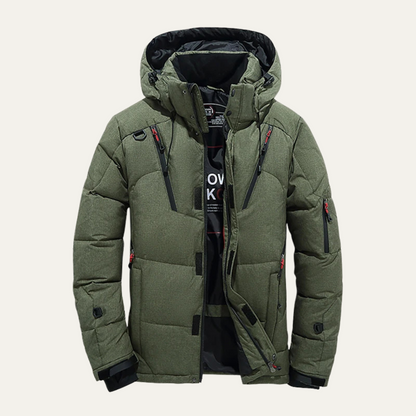 Blouson Homme Hiver avec Capuche et Poches Zippées