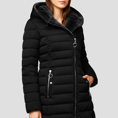 Parka femme à capuche matelassée synthétique douce