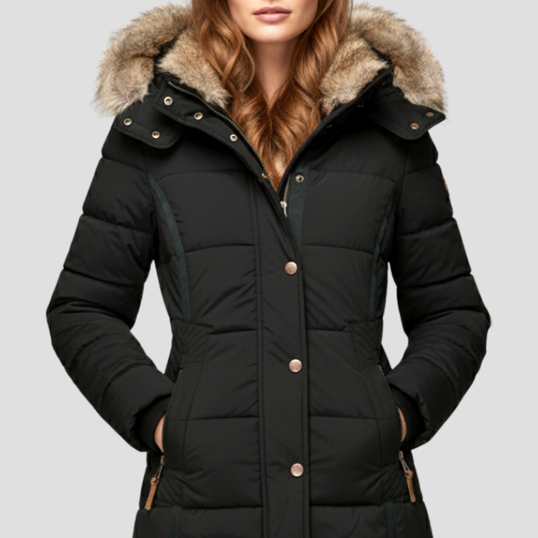 Parka femme hiver chaud avec capuche fourrure synthétique - PanierRoyale