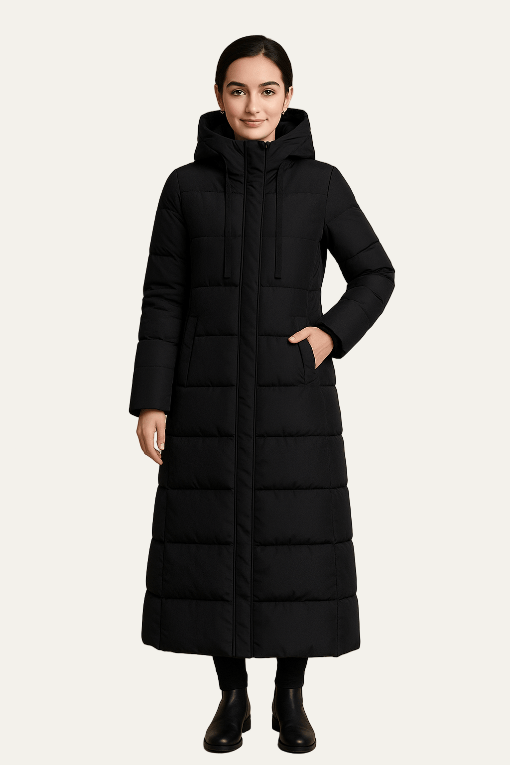 Doudoune femme longue et cintrée taille haute - PanierRoyale