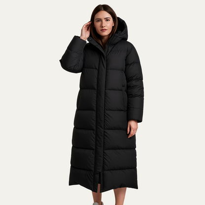 VogeLuxe | Doudoune maxi oversize à capuche pour femme 0