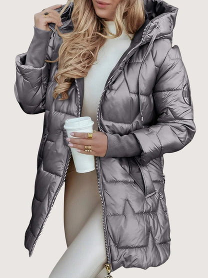 Veste mi-longue femme brillante et tendance