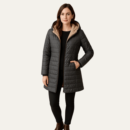 Veste mi-longue matelassée femme hiver chaud