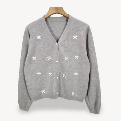 Gilet Femme Col en V avec Nœud Élégant