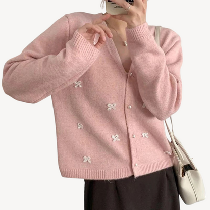 Gilet Femme Col en V avec Nœud Élégant