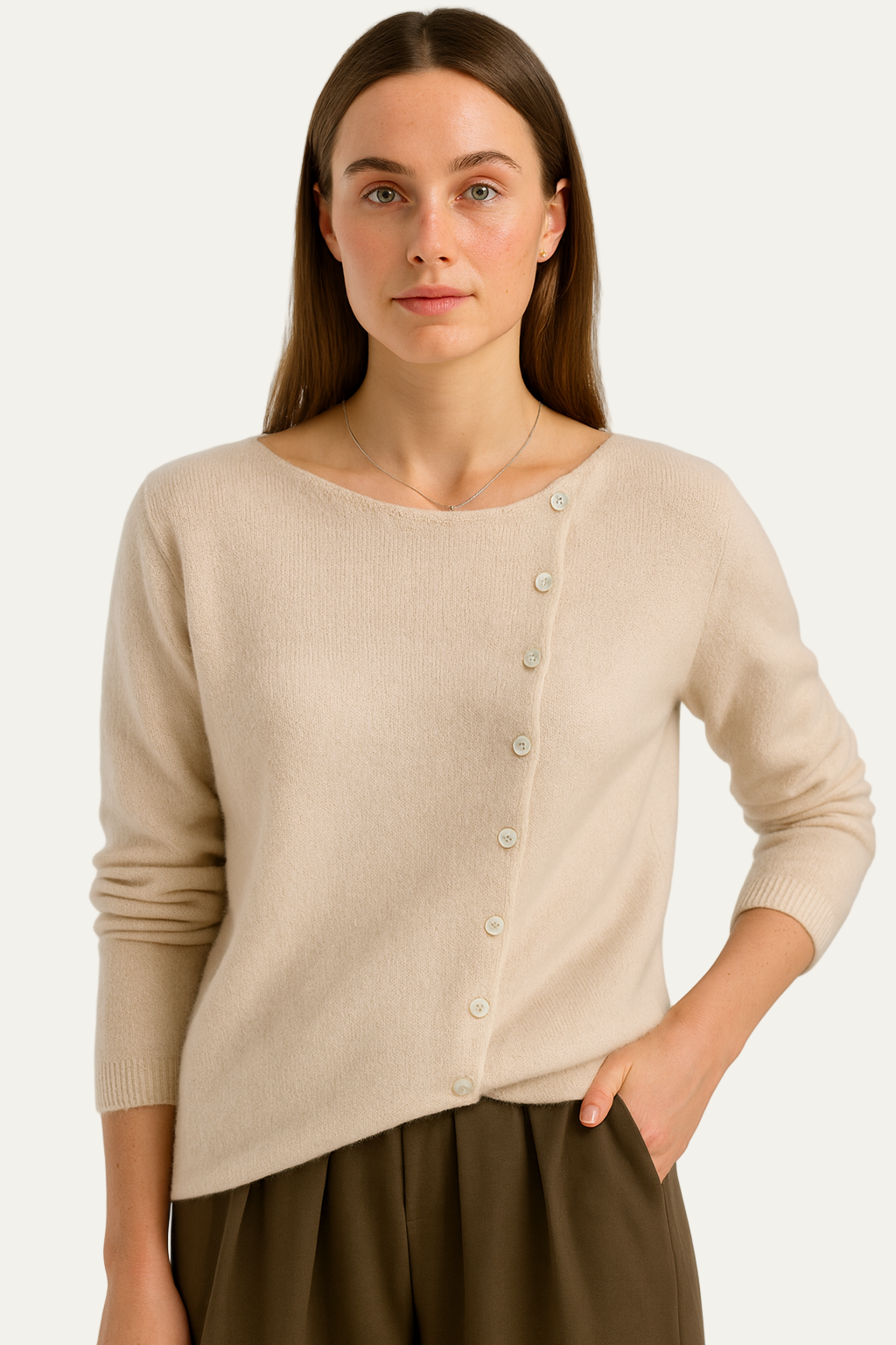 Gilet femme oversize boutonné en tricot doux