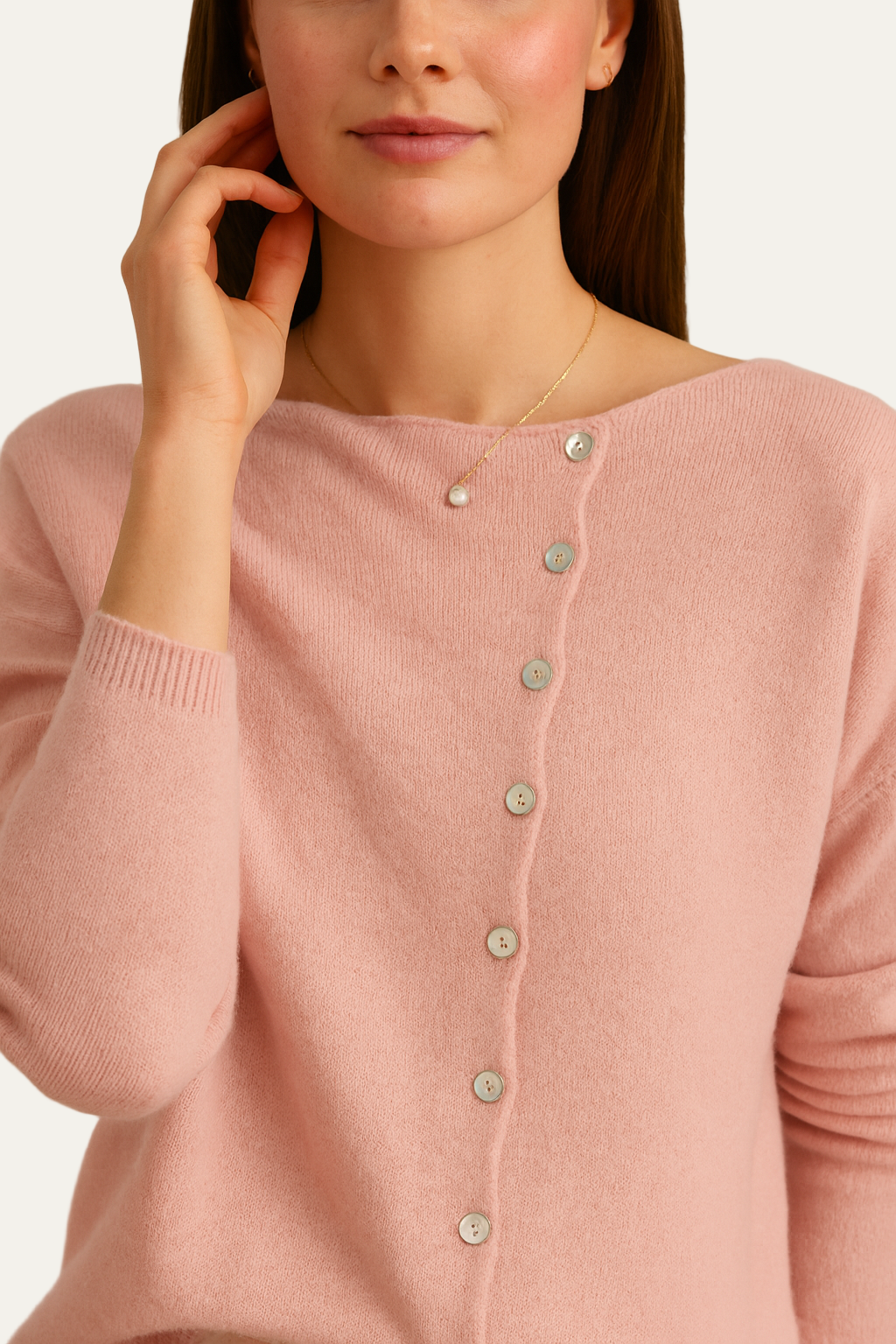 Gilet femme oversize boutonné en tricot doux