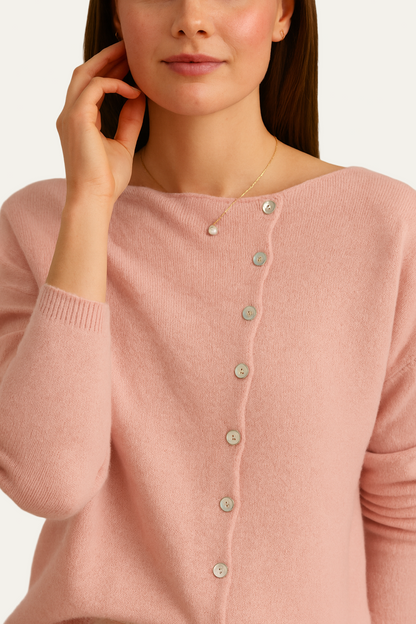 Gilet femme oversize boutonné en tricot doux