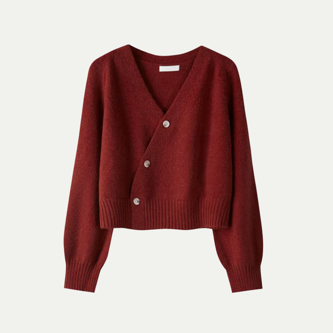 VogeLuxe | Gilet asymétrique cache-cœur en maille pour femme 0