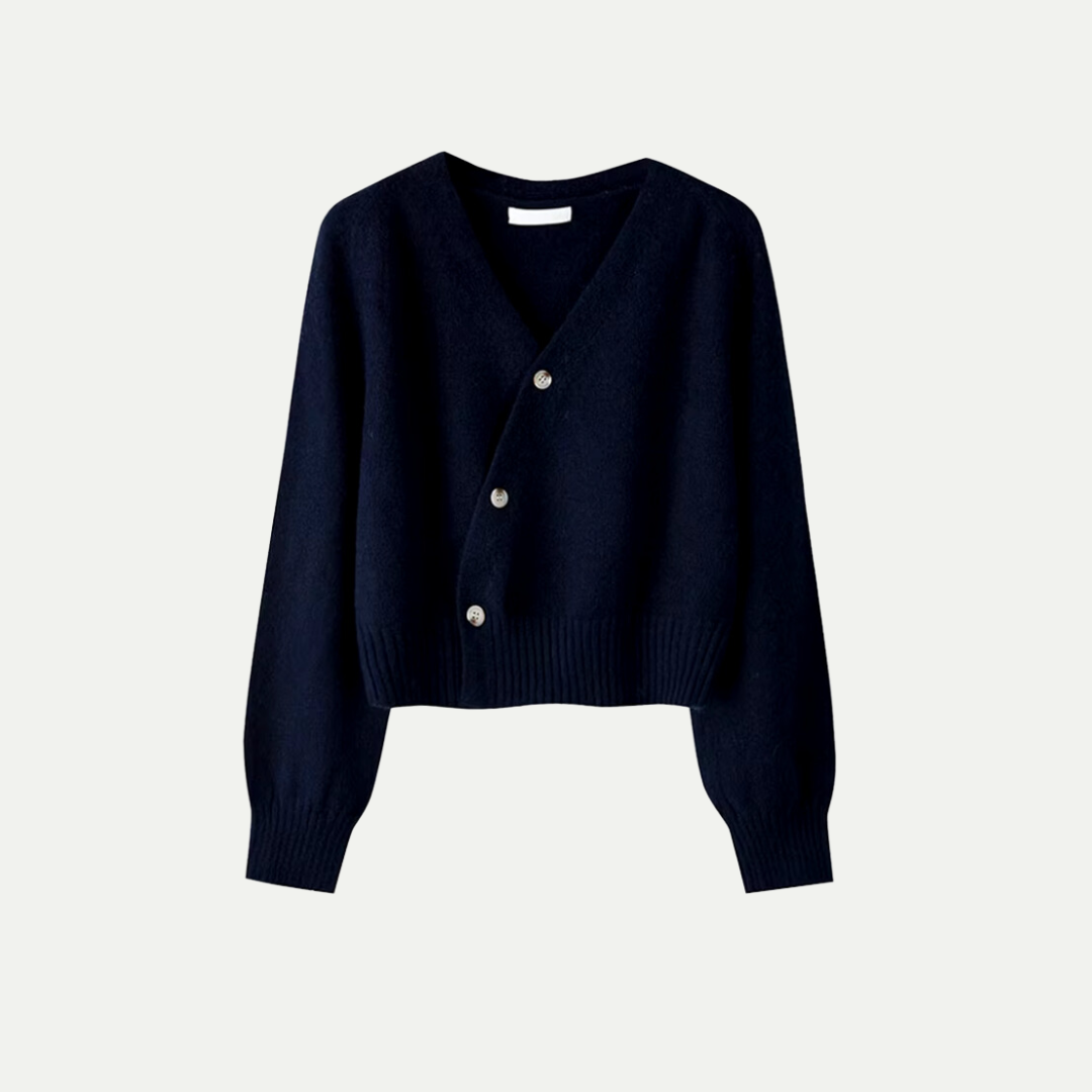VogeLuxe | Gilet asymétrique cache-cœur en maille pour femme 4