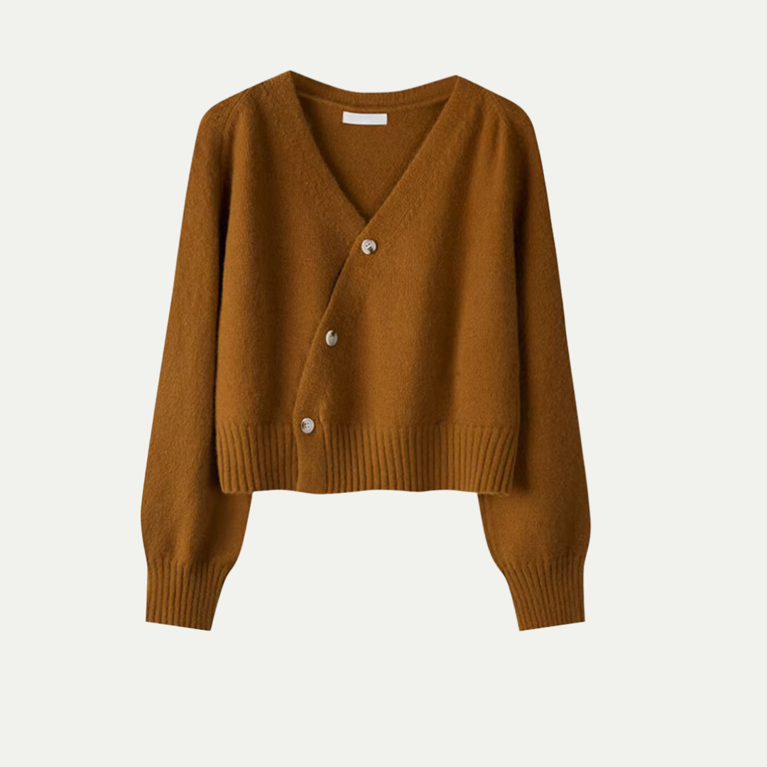 VogeLuxe | Gilet asymétrique cache-cœur en maille pour femme 5
