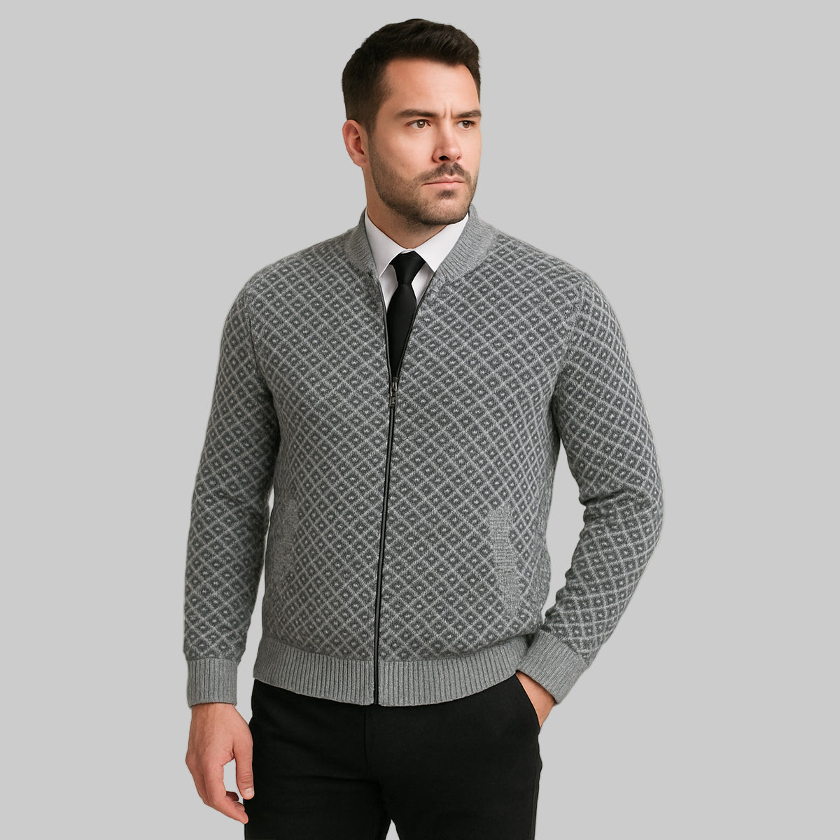 VogeLuxe | Gilet bomber à motif géométrique pour homme 0