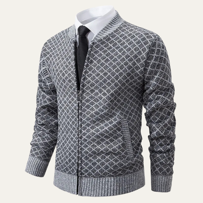VogeLuxe | Gilet bomber à motif géométrique pour homme 1